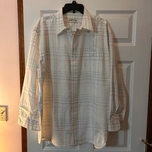 Orvis Men's White and Red Plaid Button Down Shirt Size XL